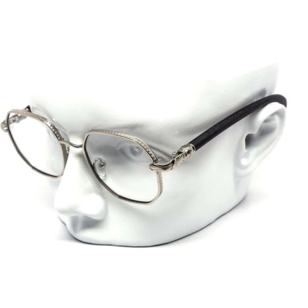 Eye Glasses Round Clear Lens Hip Hop Style‎ Flat Lens Silver Metal Buffs Fashion